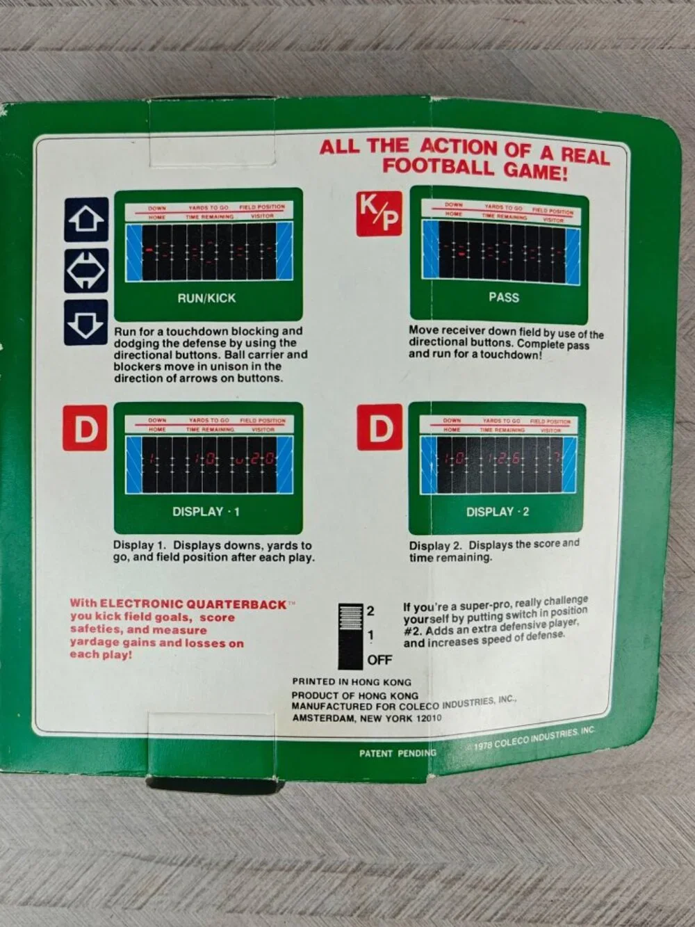 Vintage Coleco Electronic Quarterback Handheld Game 1978 w/Original Packaging